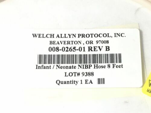 Drager Welch Allyn Protocol 008-0265-01 REV-B Adult NIBP Hose 8 feet Monitor
