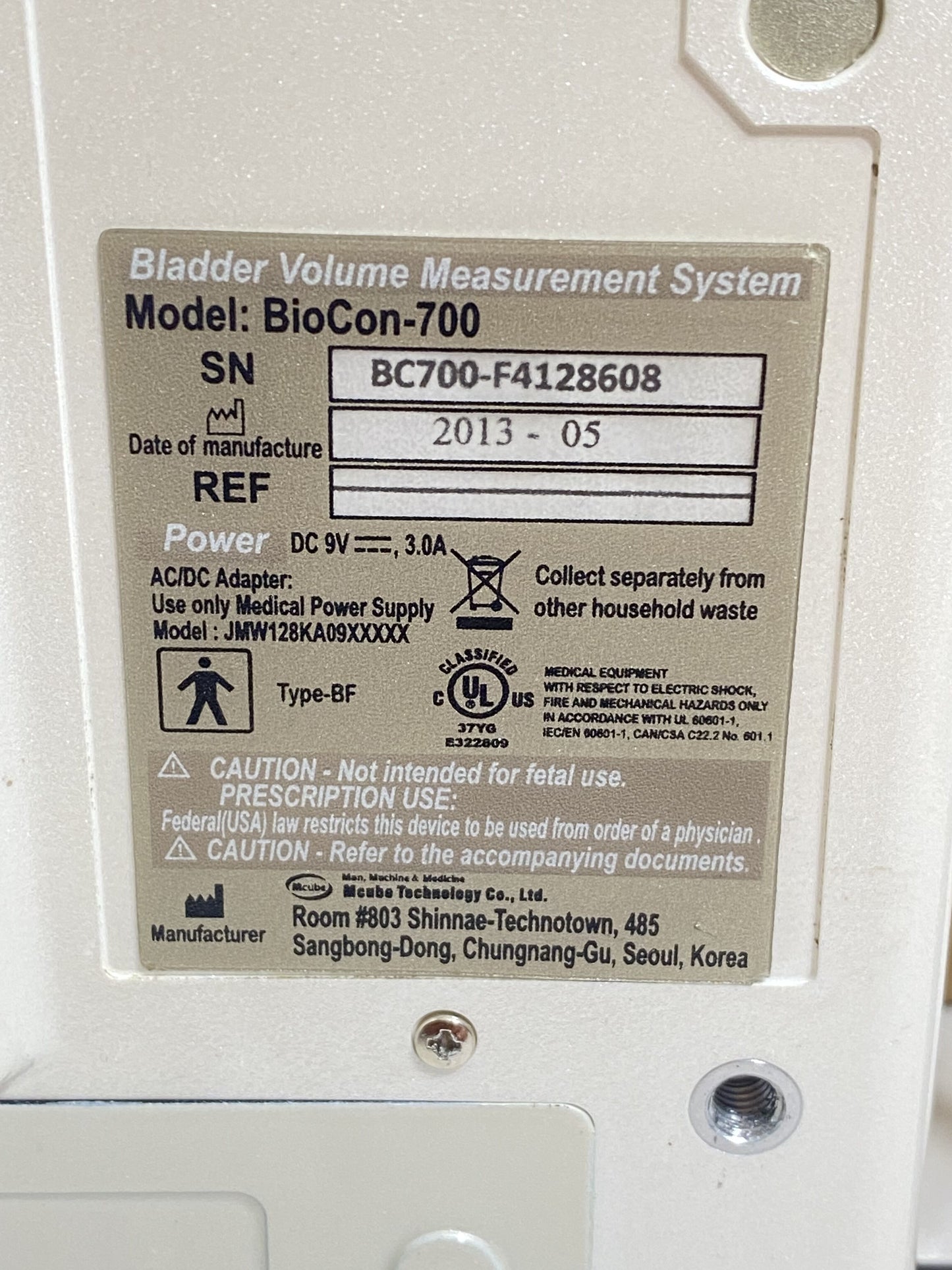 CUBESCAN BioCon700 Bladder Scanner Measurement System W/Scanner Probe. Urology Ultrasound