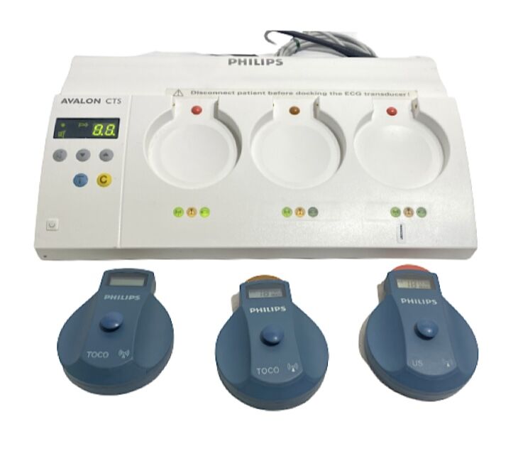 Philips Avalon CTS M2720A Docking Station With Wireless TOCO Transducer & Interconnect Cable Fetal Monitor
