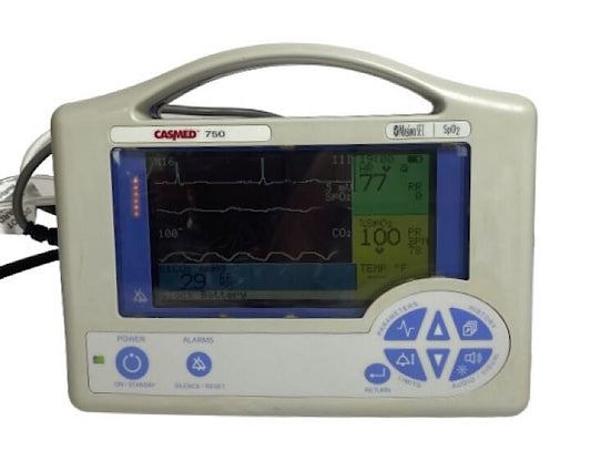 Cas Medical Systems Casmed 750 Masimo Set Spo2, ECG, EtCO2, & Temp Patient Monitor