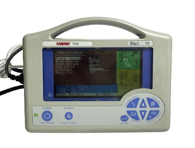 Cas Medical Systems Casmed 750 Masimo Set Spo2, ECG, EtCO2, & Temp Patient Monitor